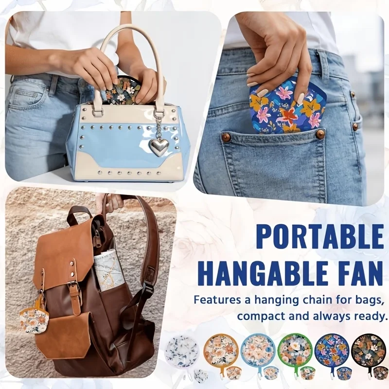 1pc Summer Handheld Folding Fan, Suitable for Both Men and Women, Round Foldable Hand Fan, Suitable for Summer Travel, Outdoor S