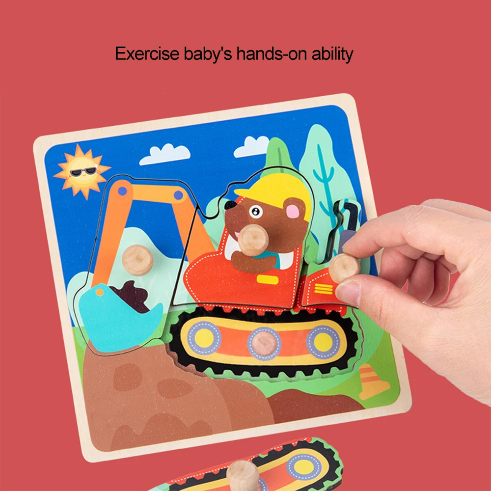 Montessori Baby Toys 3D Wooden Puzzles Children'S Hand Scratch Board Puzzle Kids Early Learning Education Fruit Cognitive Toy