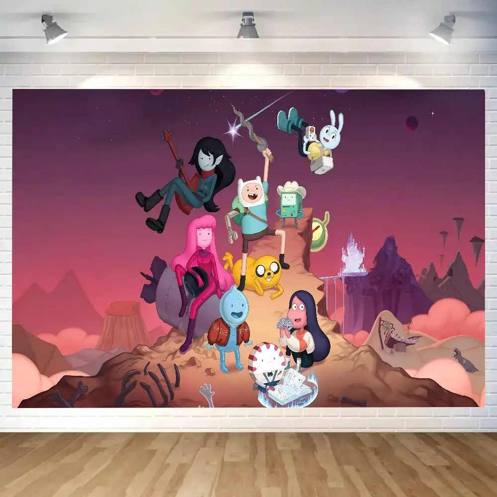 A-Adventure Time 2025 خلفية تصوير للأطفال كعكة عيد ميلاد سحق صورة ديكور خلفية استوديو الصور