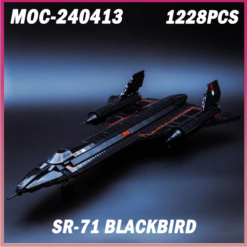 1228PCS MOC-240413 SR-71 Blackbird Vechter Luchtmacht Verkenningsvliegtuigen Militaire Vliegtuig Model Bouwstenen Bricks Speelgoed
