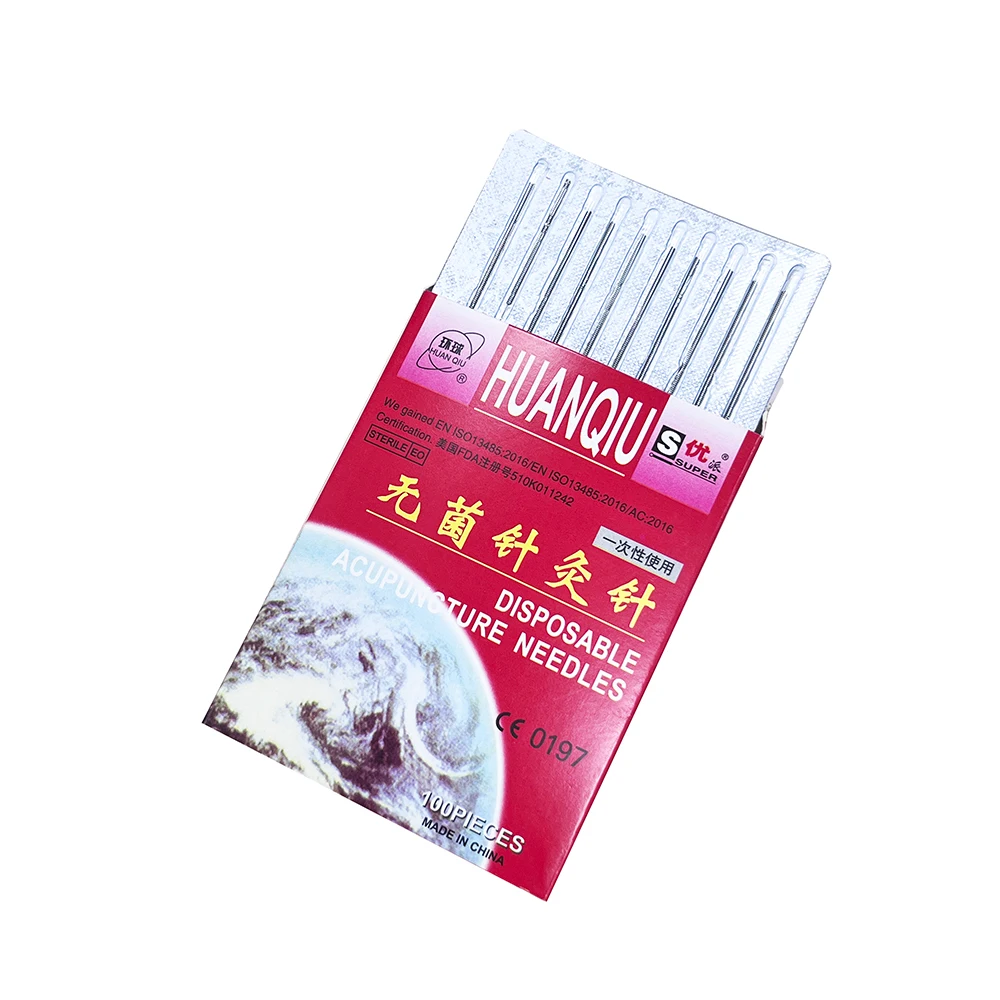 HuanQiu 100PCS Acupuncture Needle Dry Needling Sharp Disposable Sterile Massage Needle 10pcs/bag Individual Packaging with CE