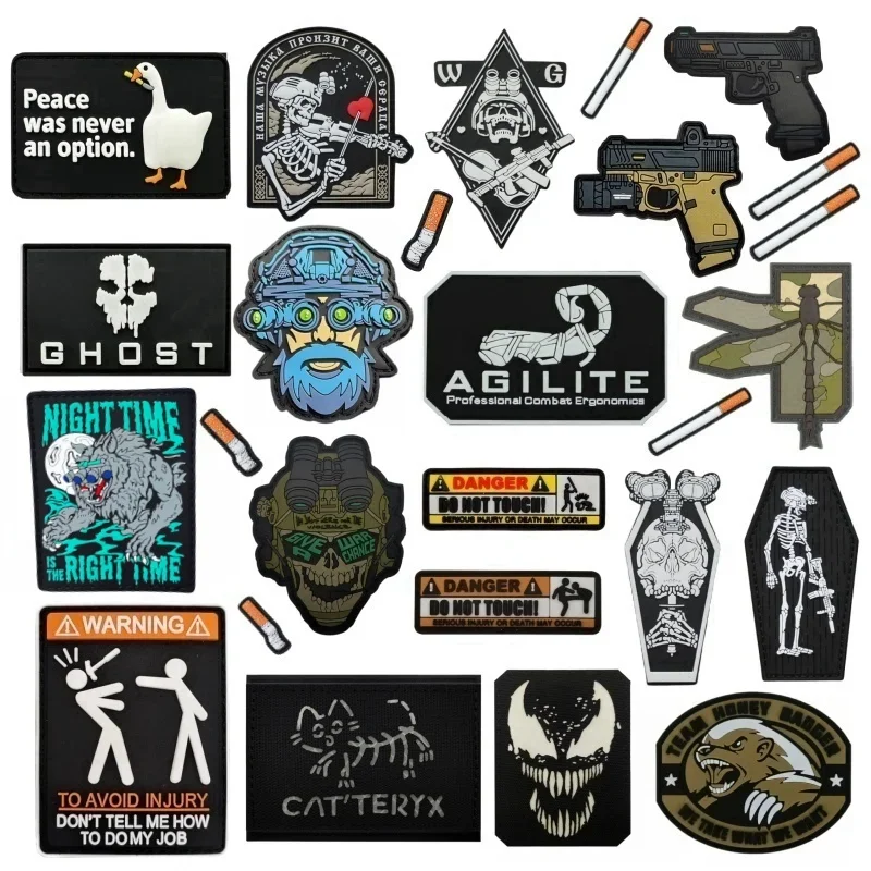 3D PVC Patch Tactical Morale Badges on Backpack Call of Duty Military Sticker UAV Drone Hook and Loop Patches Warning Emblem