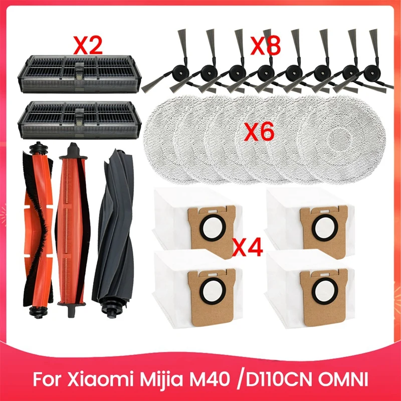 23 шт. щетка-фильтр и комплект ткани для швабры для Xiaomi Mijia M40 D110CN OMNI, аксессуары для пылесоса, запасные части