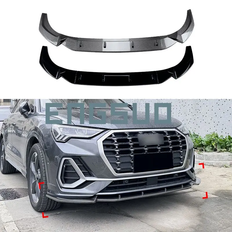 Car Front Bumper Lip Body Kit Spoiler For Audi Q3 F3 Sline 2019+ Splitter Bumper Canard Lip Splitter Accessories