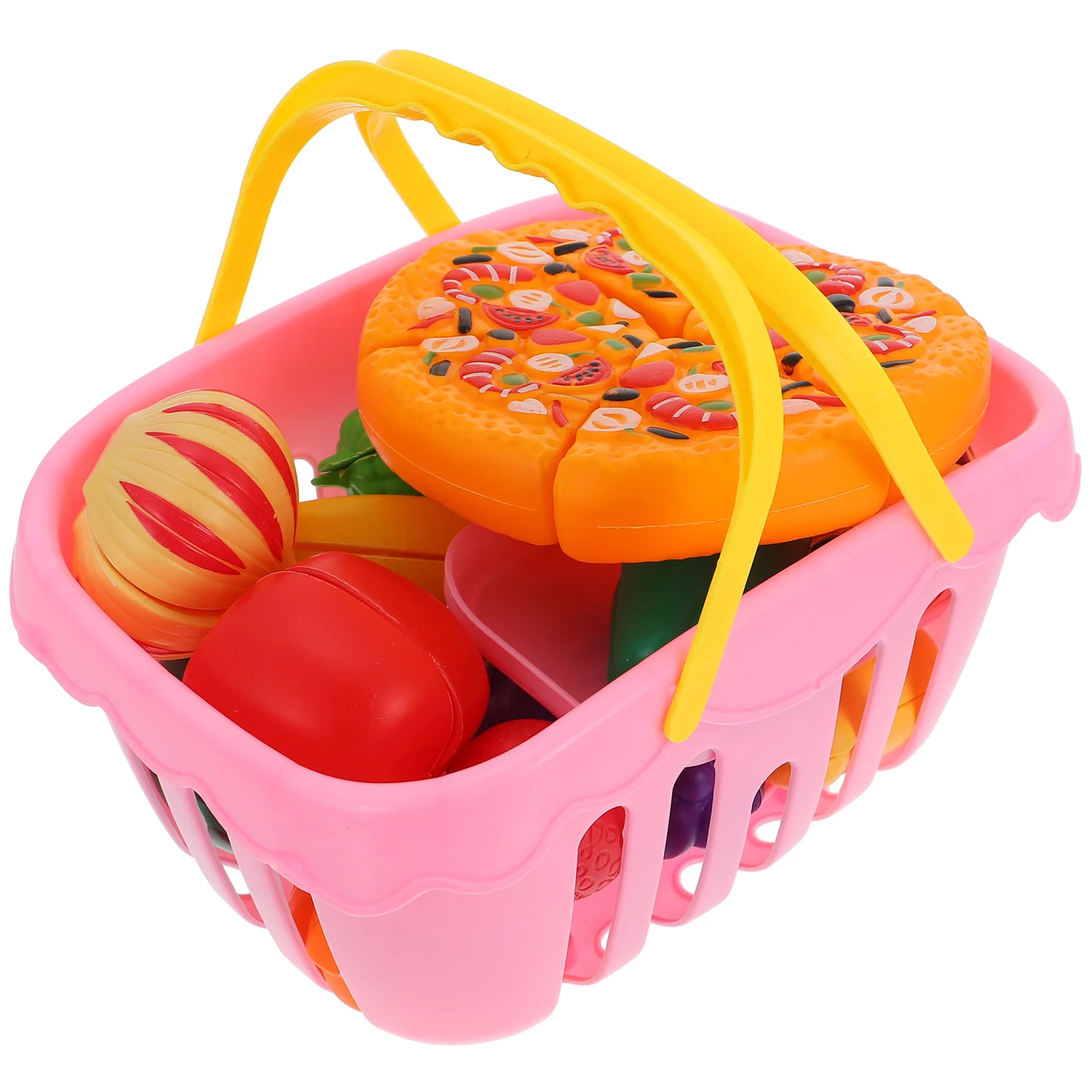 21pcs Cooking Toys Kid Funny Fake Fruits Vegetables Cutting Kitchen Girl Boy (with Basket, Random Color)