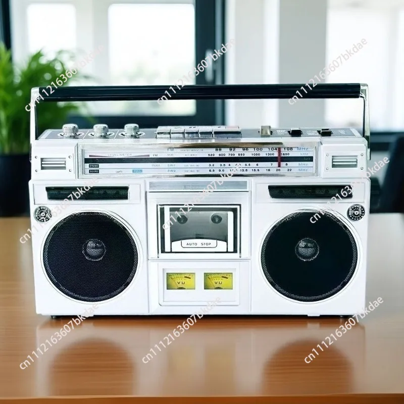 Retro 2 Channel Stereo Boombox, Bluetooth Tape Radio Recorder Support TF Card Playback