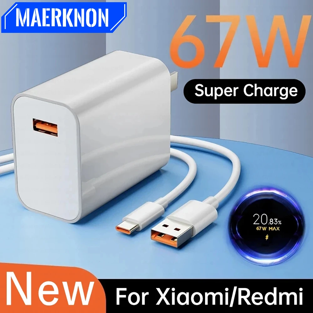 67W Fast Charger USB Quick Charger 5.0 USB Type C Cable Mobile Phone Charger For iPhone 14 13 Pro Samsung Huawei Xiaomi Oneplus
