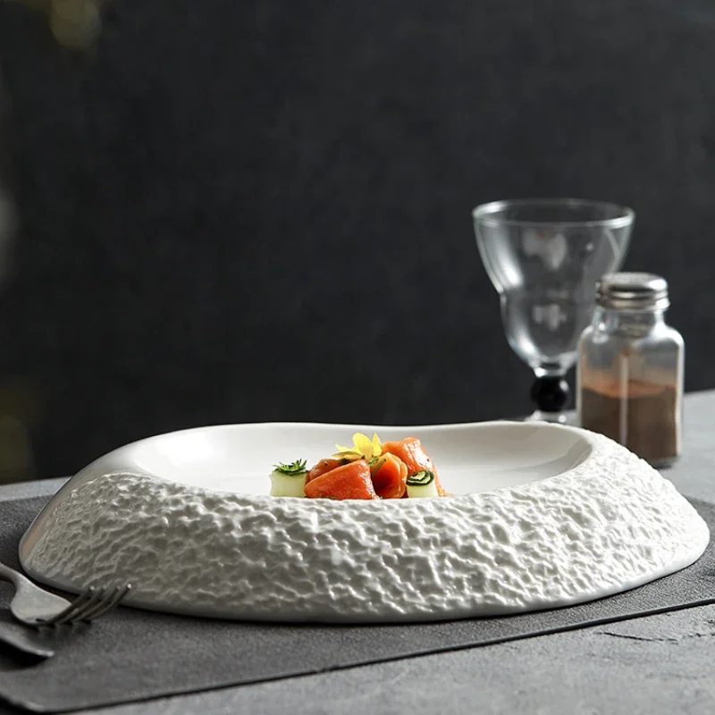 

Ceramic Dinner Dish Steak Plates Creative Household Irregular Shaped Tableware Pasta Plate Modern Hotel Restaurant Dessert Trays