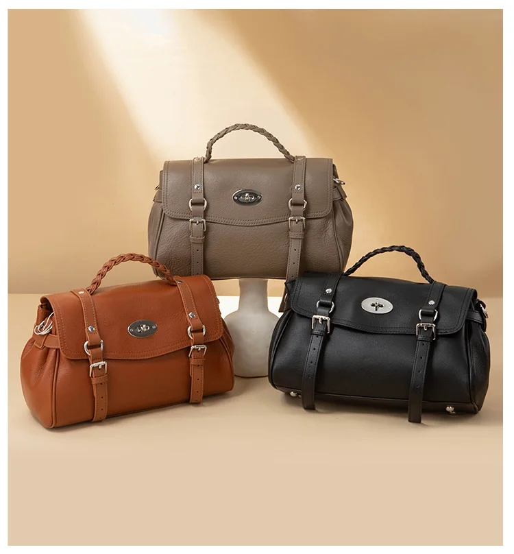 

Cowhide Leather Women Tote Bags Fashion Ladies Shoulder Bags Retro Women Handbags