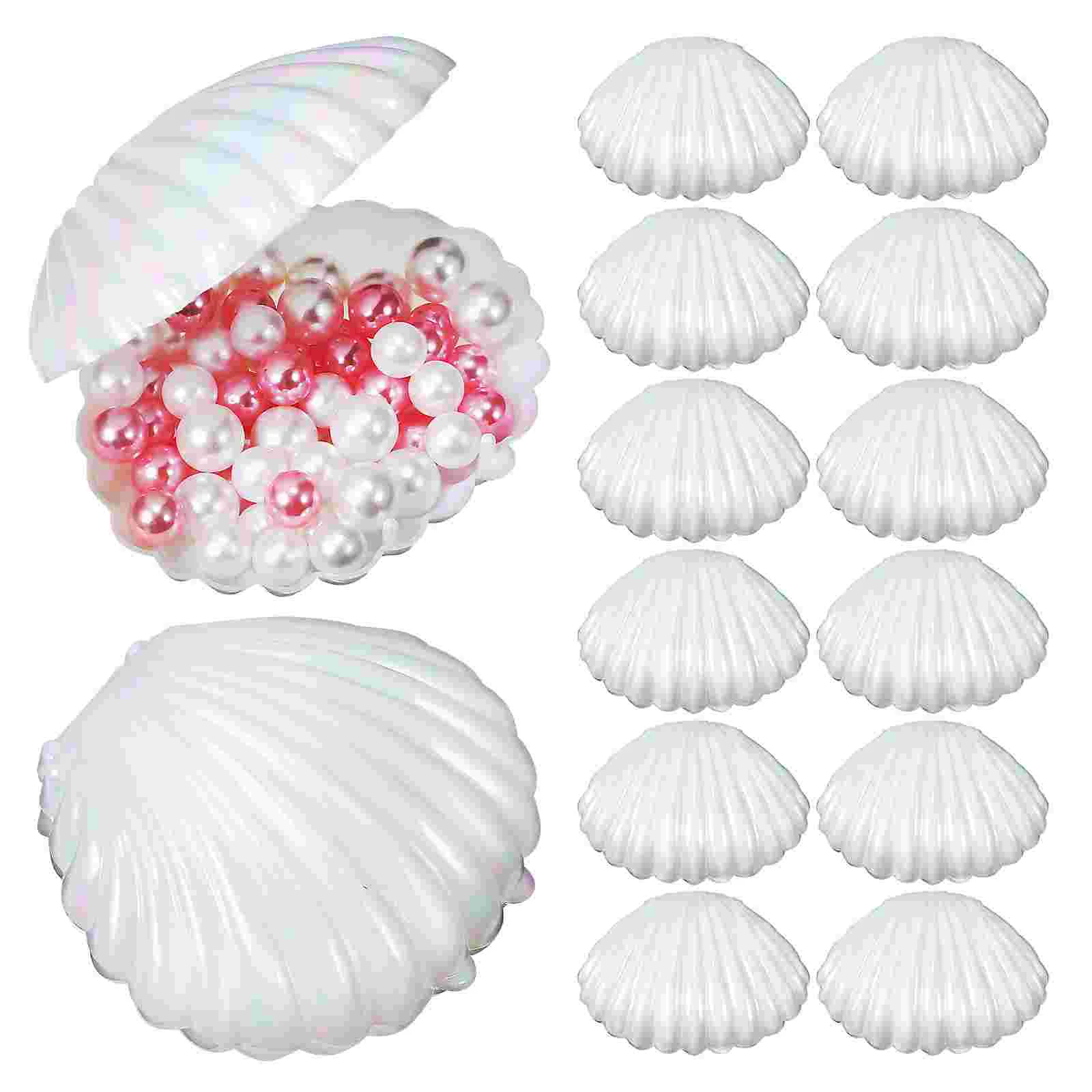 

2pcs Simulation Shell Adornments Container Rings Holder Small Jewelry Dish White Office Home Decor Seashell Trinket Box