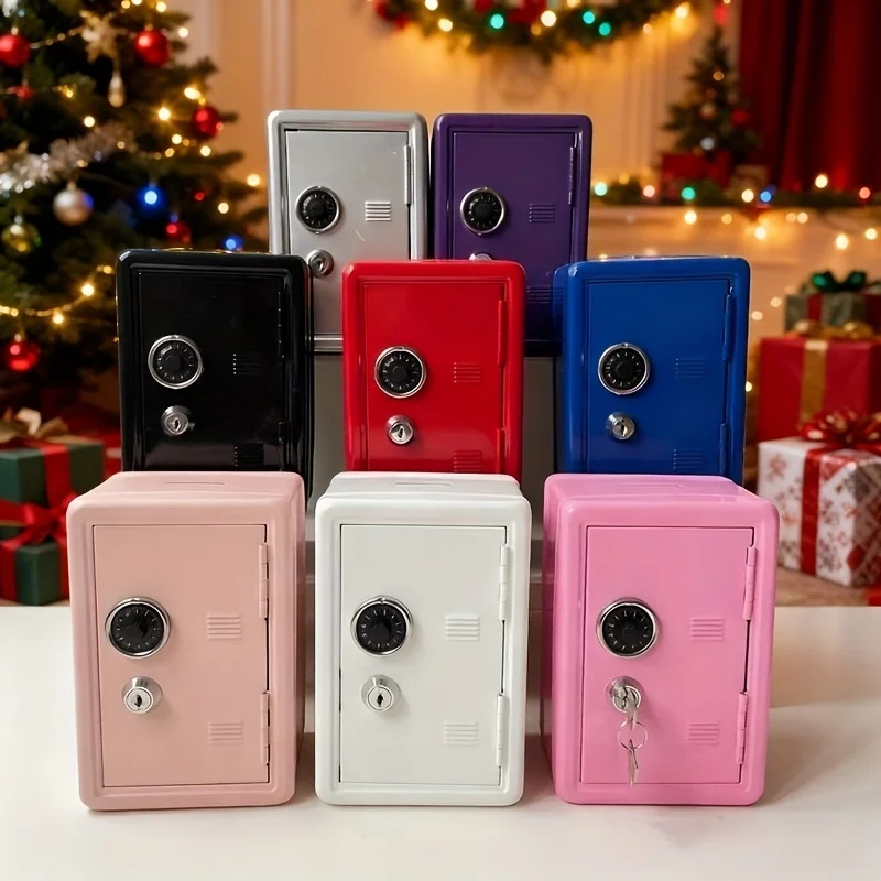 

1 Double Lock Metal - Heavy Duty Security Money Box, Decorative Safe With Key Lock, 18.01X11.99X 9.5Cm , Ideal Gift For Banks,