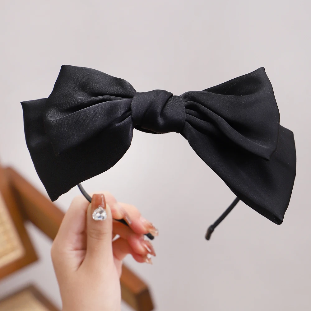 Diadema con bisel y lazo grande para mujer y niña, bandanas Vintage para el pelo, diadema ancha, accesorios para el cabello, color negro, novedad