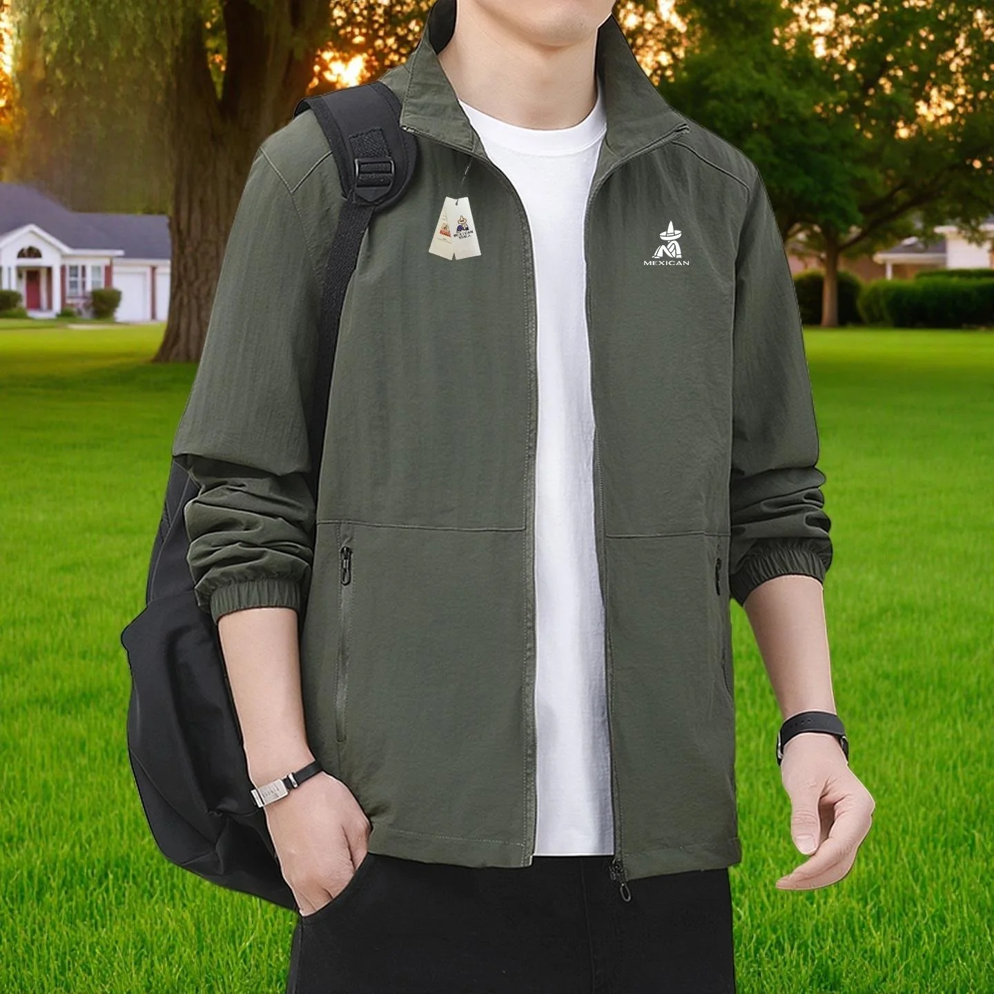 

Lightweight Windproof Stand Collar Running Jaet Men's Spring Autumn Sports Climbing Suit Stand Fit Casual Sle Zipper C...