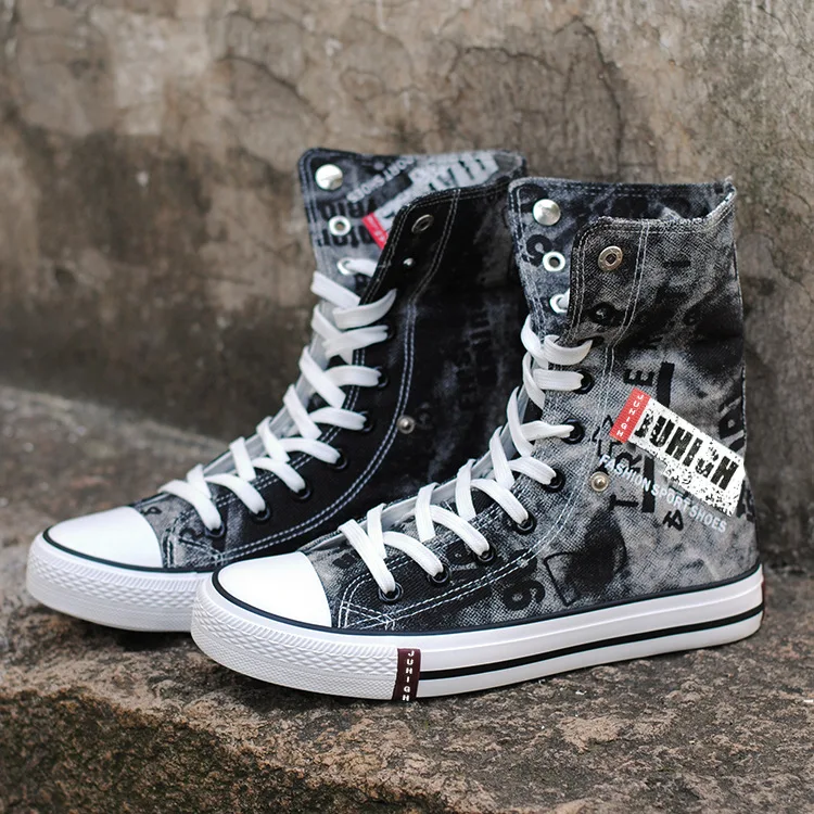 

Shoes for Men High-top Canvas Men Shoeshigh Quality Trend Denim Board Shoes Fad Breathable Casual Men Sneakers Zapatillas Hombre