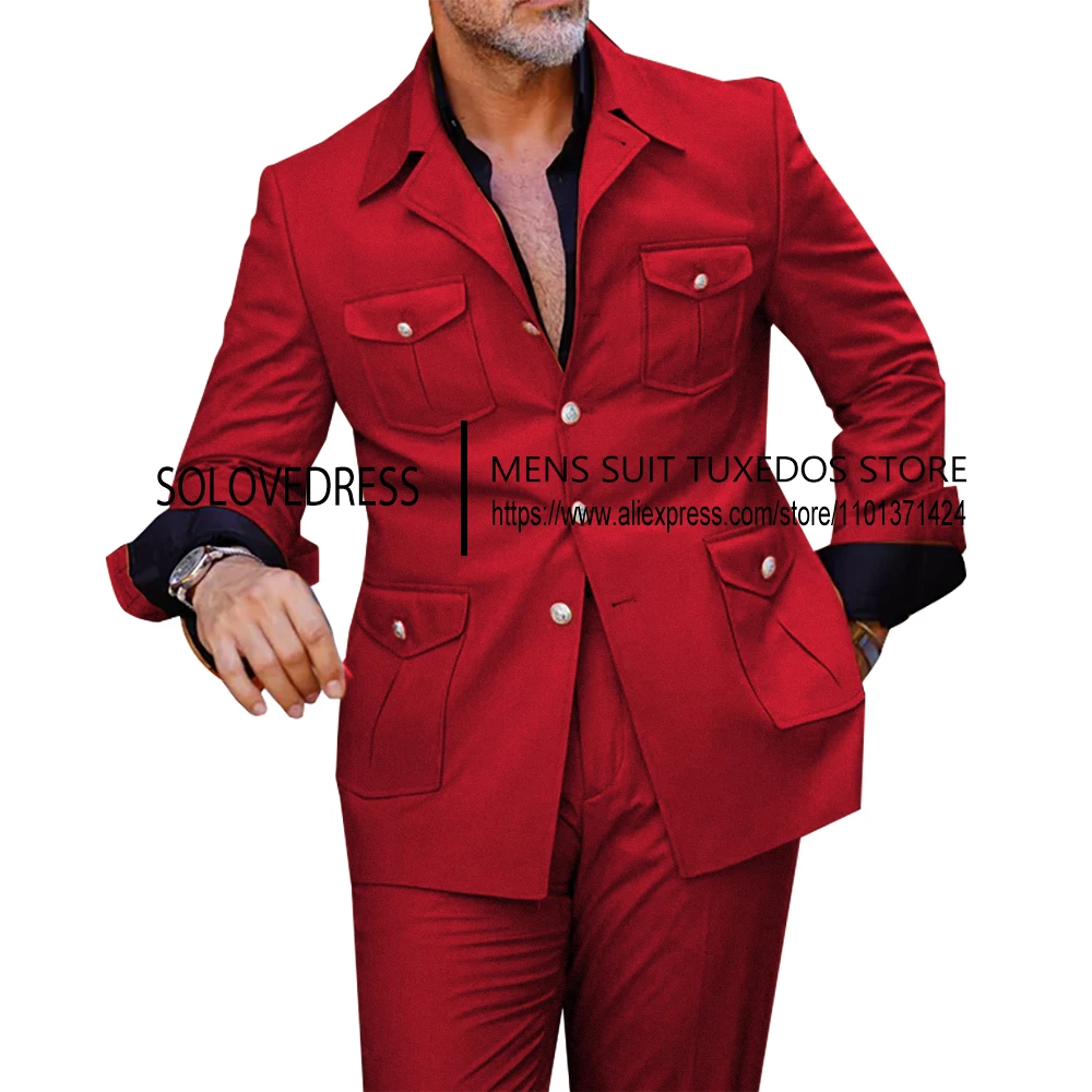 2 ชิ้นชาย SLIM FIT SINGLE Breasted ผู้ชายสไตล์ธุรกิจ 2 ชิ้นชายชุดแต่งงาน (เสื้อ + ชุด)