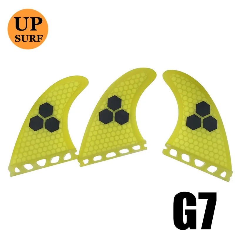 Tri Fin Set Enkele Tabs Vinnen S/M/L Surf Vinnen Surfplank Fin Oranje/Geel/Blauw/Grijs/Groen Met Zwart Logo Honingraat Glasvezel