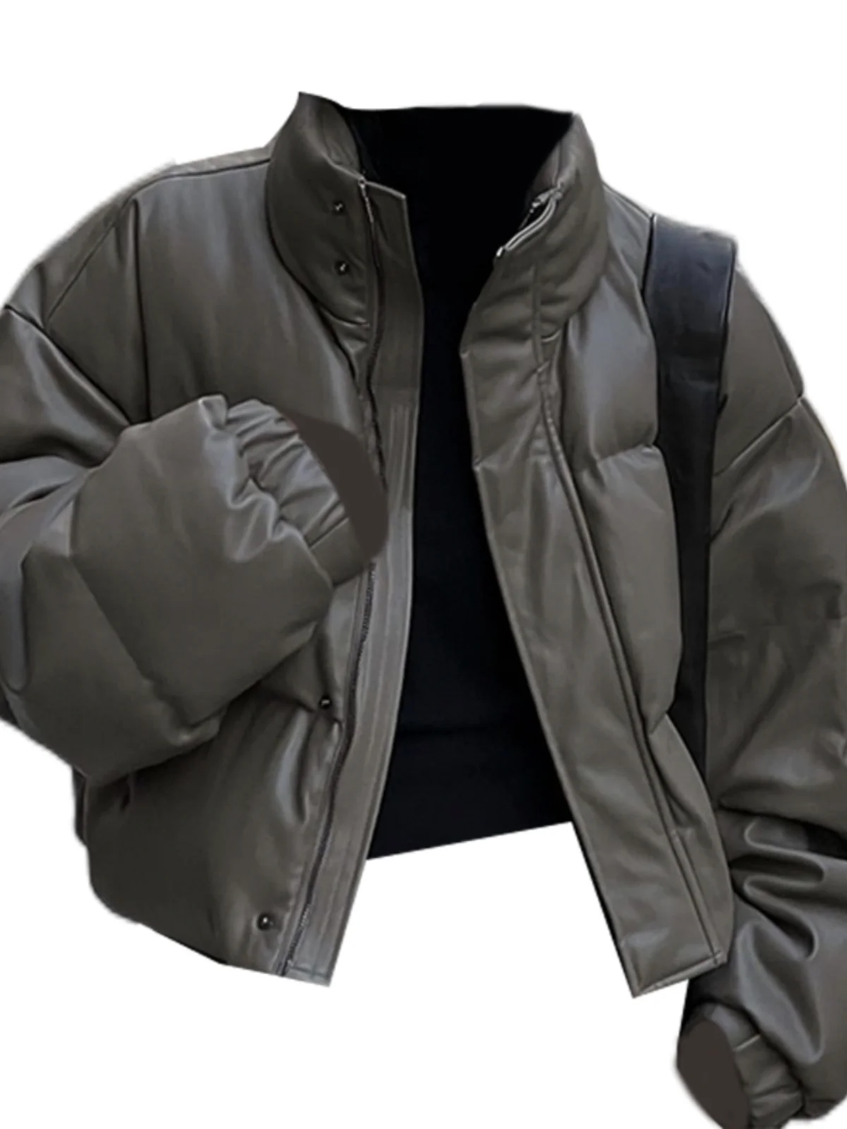 

plus Size Retro American Cotton Jaet Women's New Winter Loose Bread Coat ort PU Leather Thiened Outerwear Cotton Padded