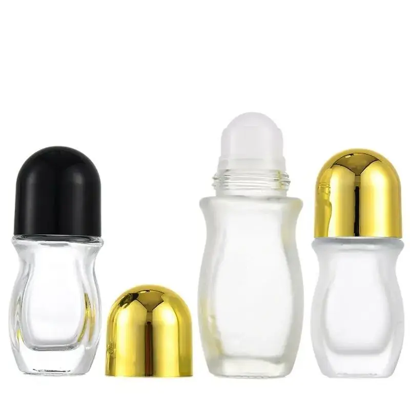 

10pcs Clear Roll On Bottles 30ml 50ml Frost Glass Essential Oil Massage Vials Big Ball Cosmetic Refillable Perfume Roller Bottle