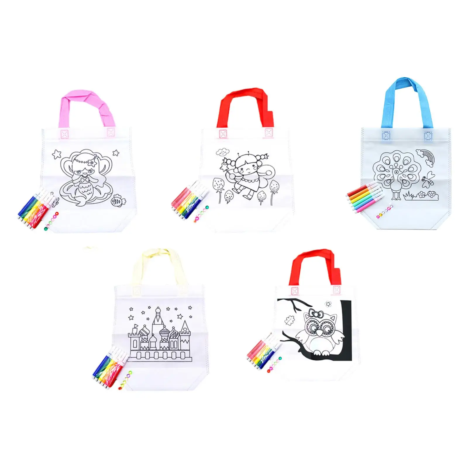 Bolsa de Graffiti para colorear, bolso portátil con bolígrafos para colorear, manualidades, clases de arte para niños, 5 piezas