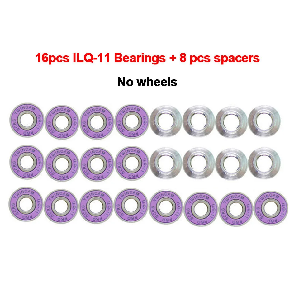 16 ชิ้น TWIN ILQ-11 สเก็ตแบริ่ง 8 Spacers,ร่องลึก 608ZZ Chrome แบริ่งเหล็ก, ILQ-11 Slalom สไลด์สเก็ตแบริ่ง