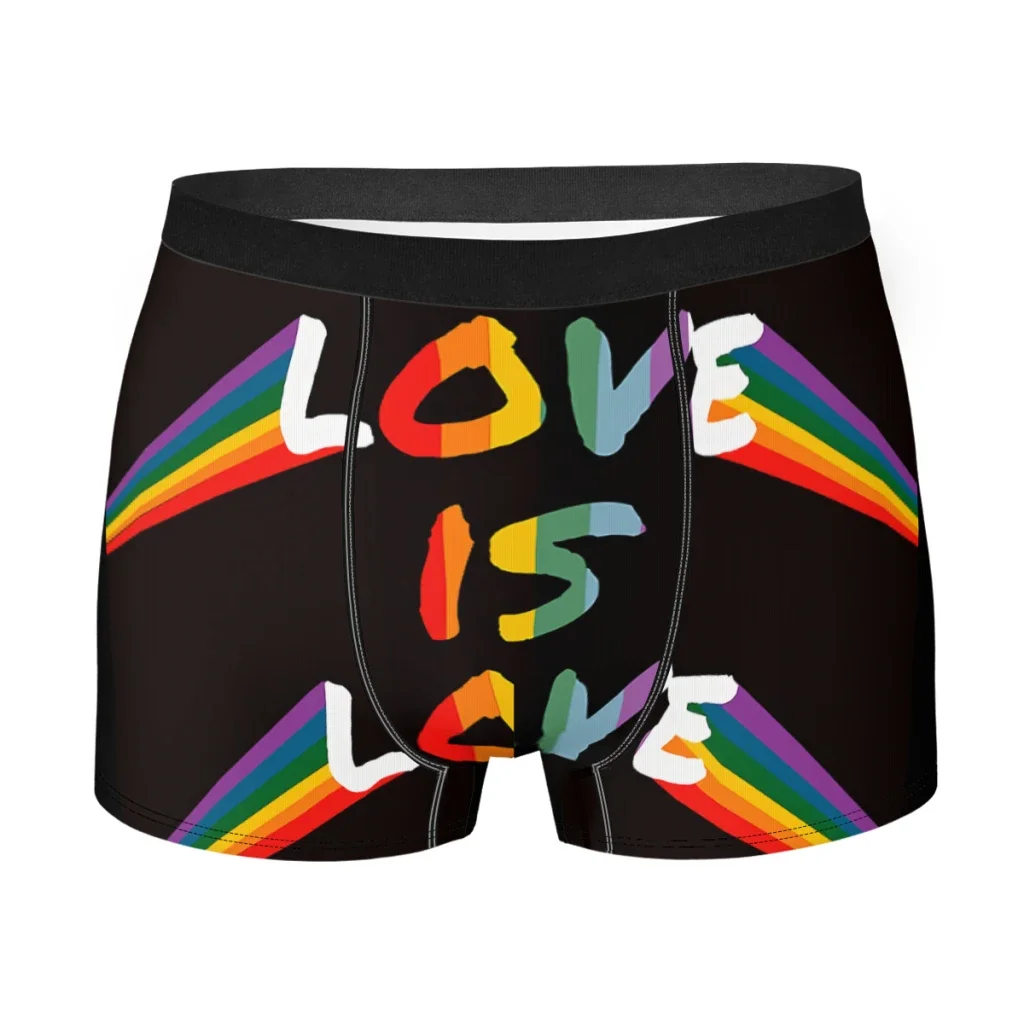 Love Is Love with Rainbow Celebrating Pride Month LGBT Underpants Homme Panties Male Underwear Ventilate Shorts Boxer Briefs