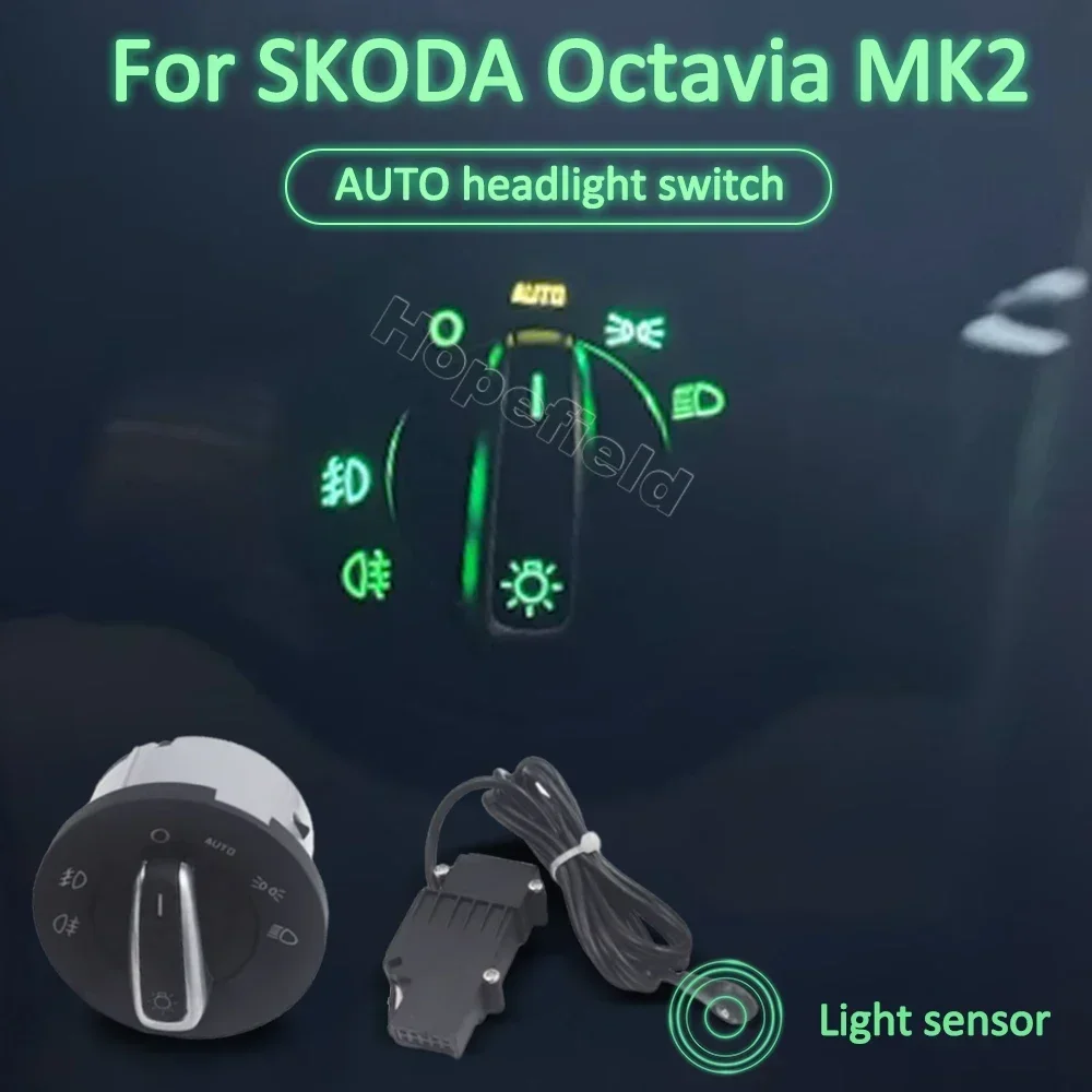 LED AUTO headlight switch fog light dash coming leaving home control butto module for SKODA Octivia 2007 2014 car accessories