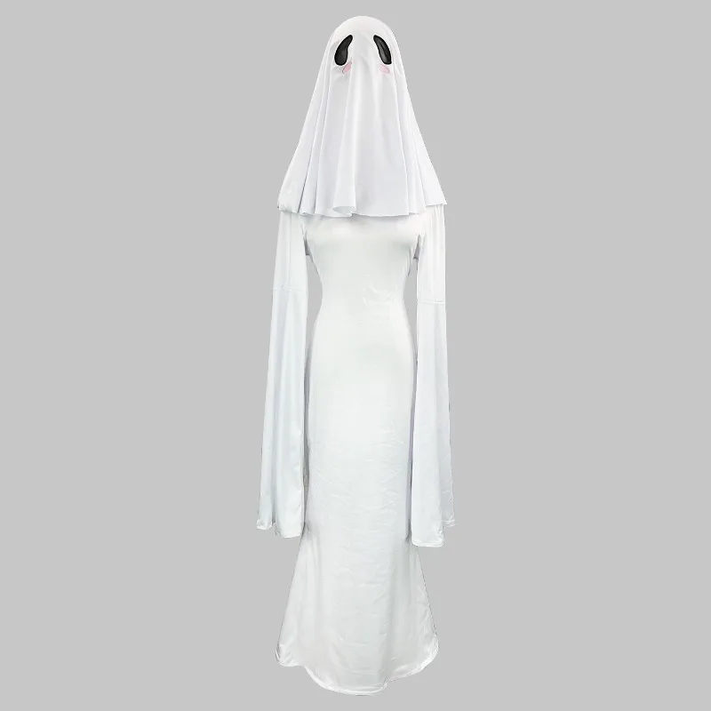 Ghost Girl Cosplay Costume Ghost Princess Holiday Cross White Wedding Backless Dress Women Two-piece Slim Fishtail Skirt Tight