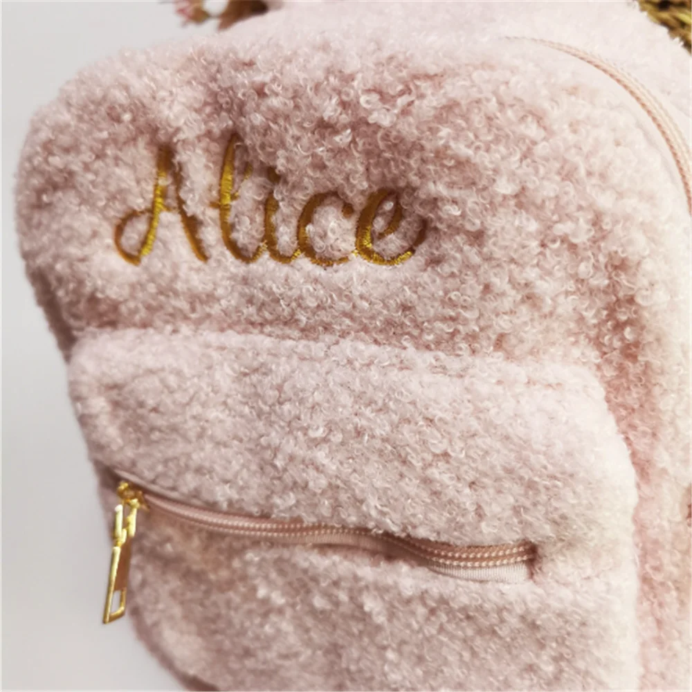 Personalized Name Bunny Backpack Embroidered Name Mini Backpack Rabbit Ear Women Travel Shoulder Bags Plush Backpack Custom Name