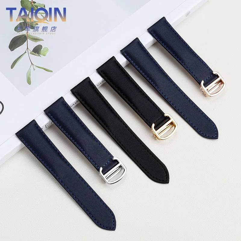 Para cartier londres tanque deve 18 20mm pulseiras de lona premium fivela de aço inoxidável anti-risco pulseira de náilon leve
