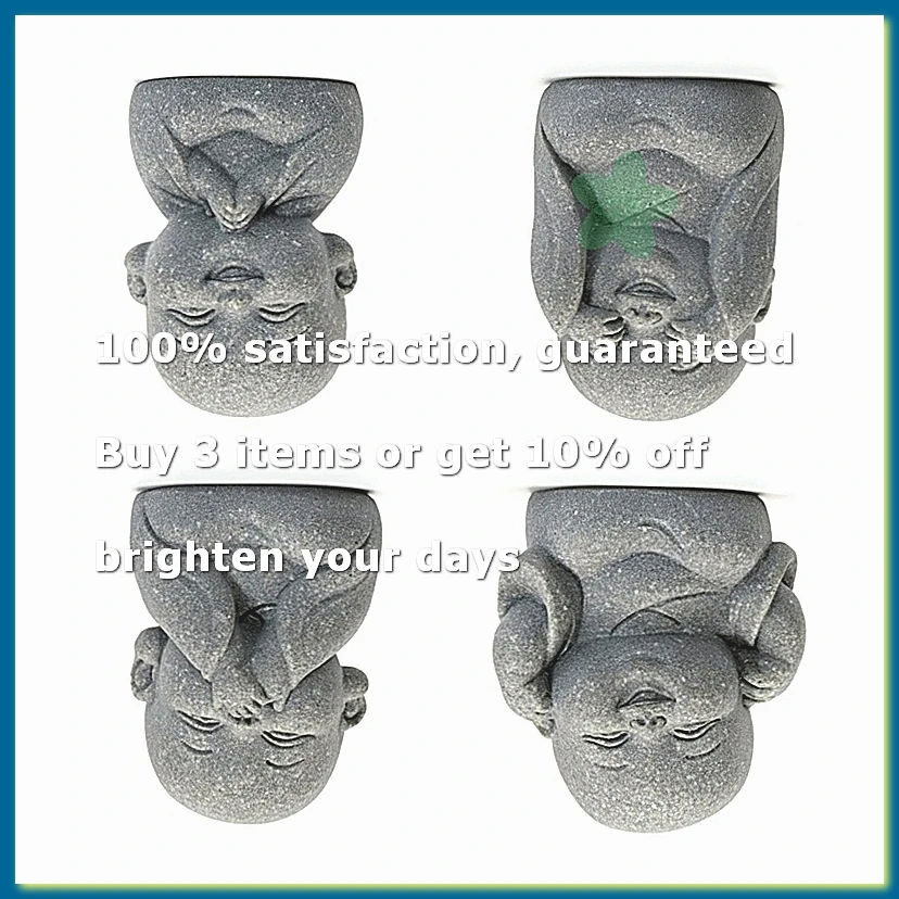 4PCS Laughing Buddha Statue for Good Luck Feng Shui Decor,Cute Small Sandstone Buddha Statue for Home and Aquarium Decor