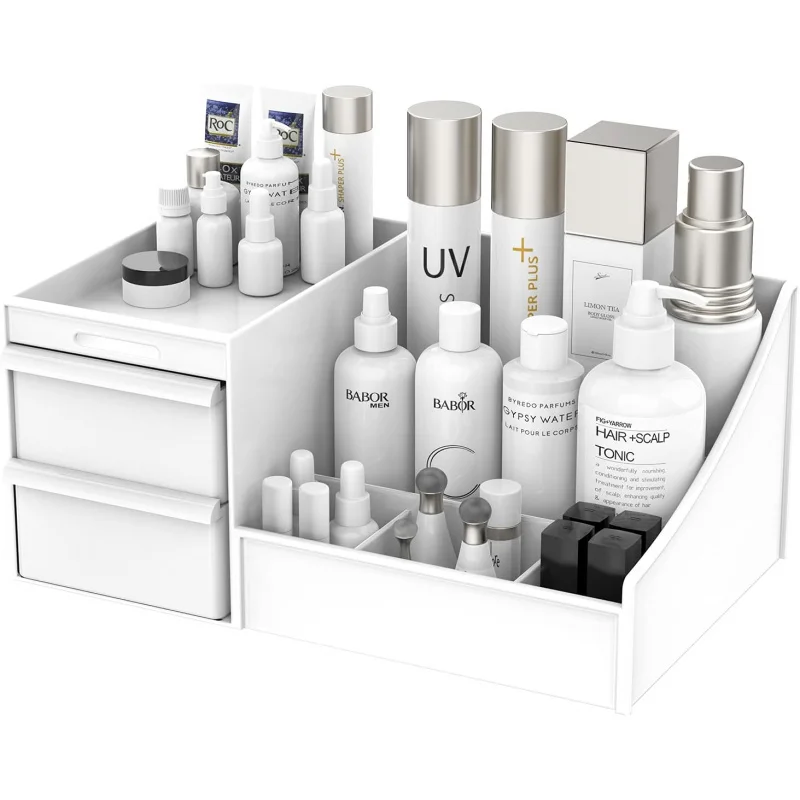 

Makeup Desk Cosmetic Storage Box Organizer With Drawers For Dressing Table, Countertop, Bathroom Counter, Elegant Vanity Holder