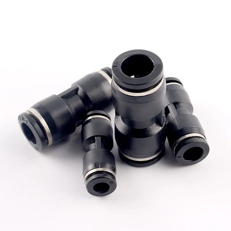 Luchtpijp Od 4 6 8 10 12Mm Zwart Pu Pneumatische Fittingen Kunststof Connector Luchtwaterslang Push In Straight Gas Quick Connector