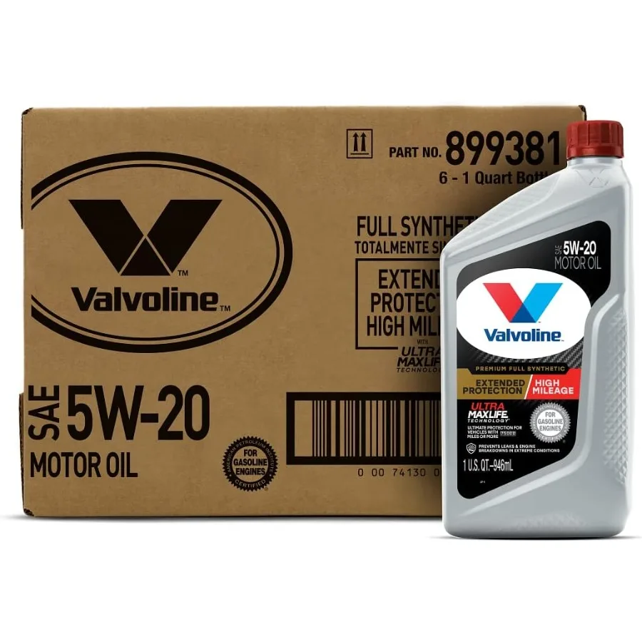

Valvoline Extended Protection High Mileage с технологией Ultra MaxLife 5W-20 Полностью синтетическое моторное масло 1 QT, 6 шт.