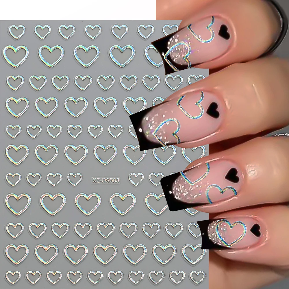 8 pezzi 3D Sweet Love adesivi per unghie scava fuori amore-cuore autoadesivo decalcomanie per unghie San Valentino manicure fai da te decorazioni a forma di cuore