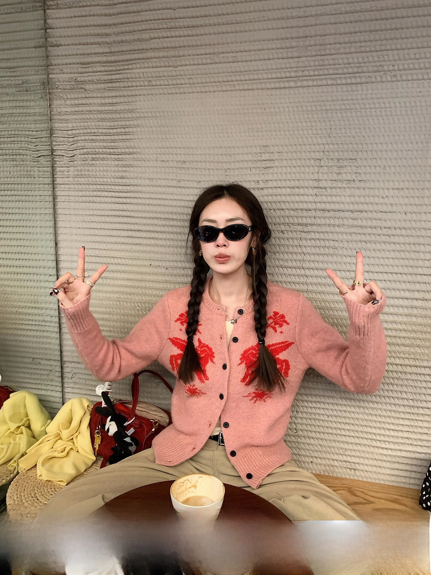 

Retro Christmas Cartoon Print Knitted Cardigan Women's Loose round Neck Sweater Coat Warm Comfortable Long Sleeve Winter Oute...