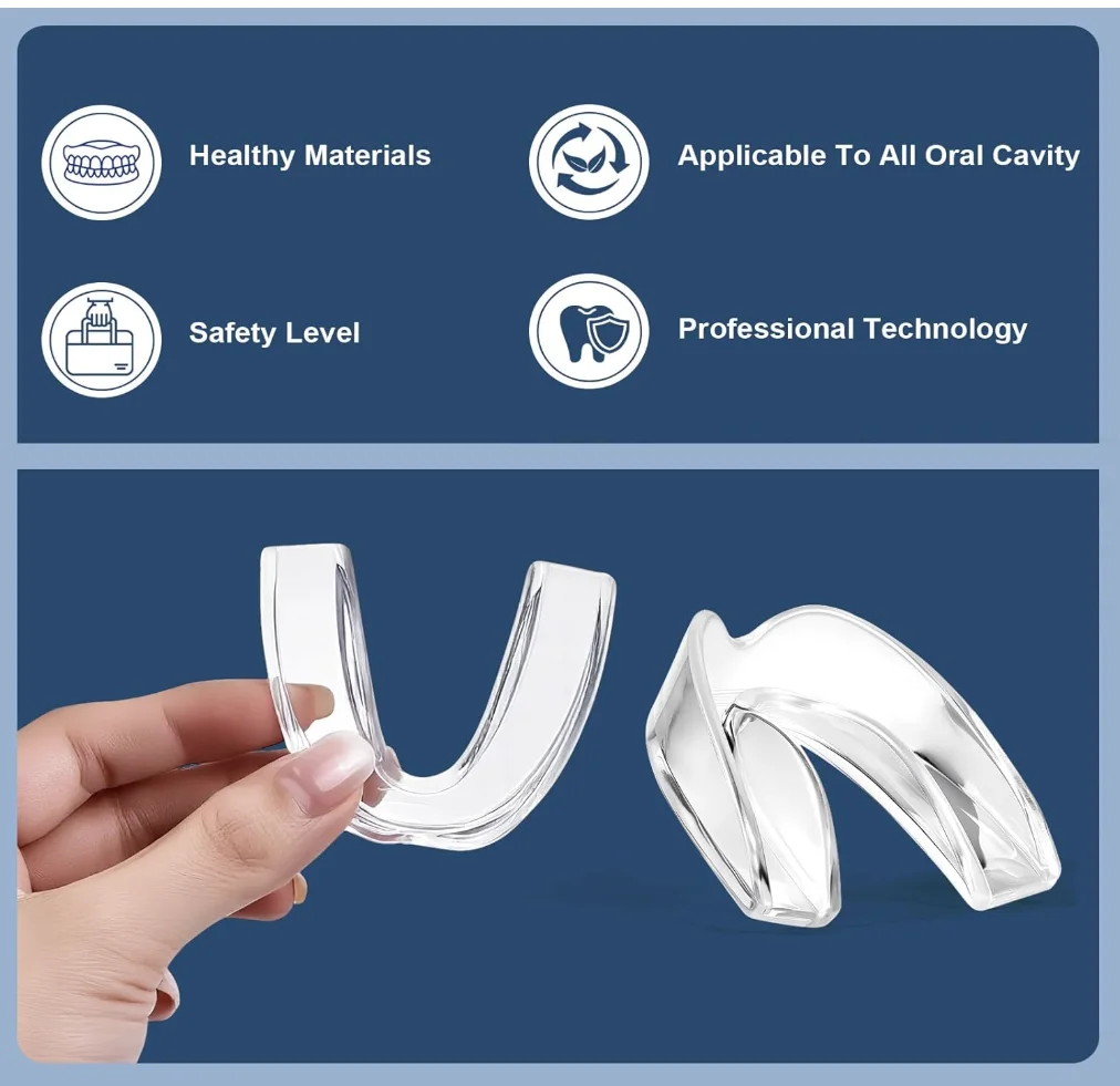4 szt./pudełko Ochraniacze na zęby na grzechotanie zębów, modelowane na zęby, dentystyczne nakładki na zęby na noc dla dorosłych, zapobiegające grzechotaniu zębów, nakładka na bruxizm