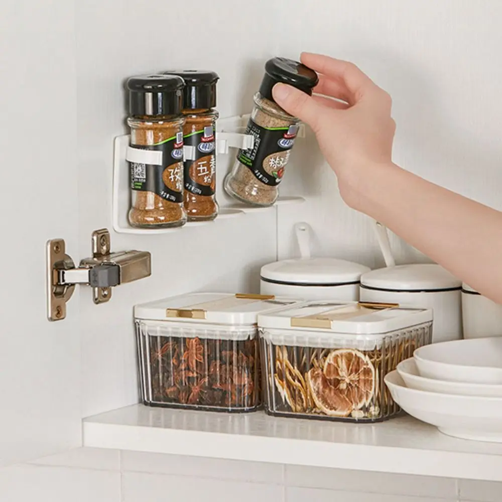 Plastic Kitchen Spices Storage Spice Jars Holder Kitchen Gadget Condiment Jar Punch Free Kitchen Spice Organizer Rack