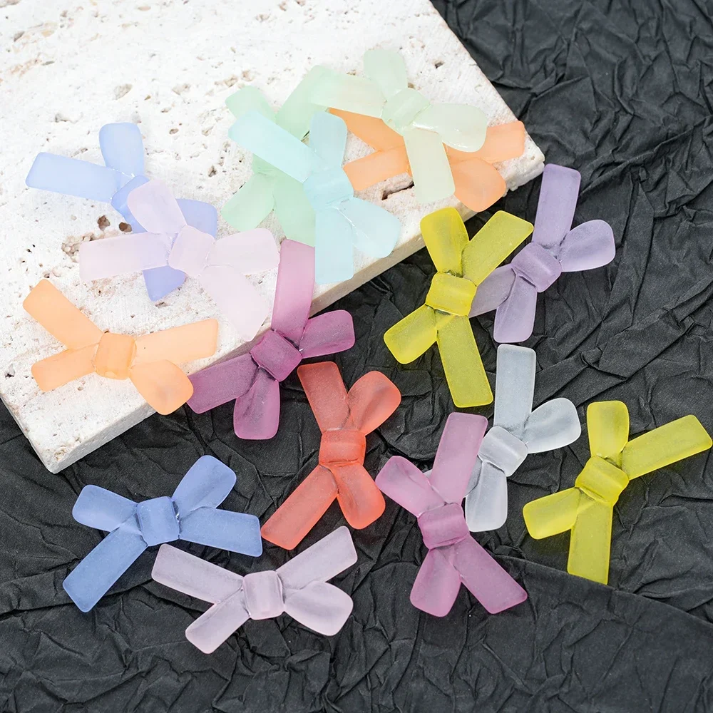 20pcs 34x20mm Matte Bow Tie Shape Beads Charm Spacer Acryli Color  for Jewelry Making Handmade DIY Accessories