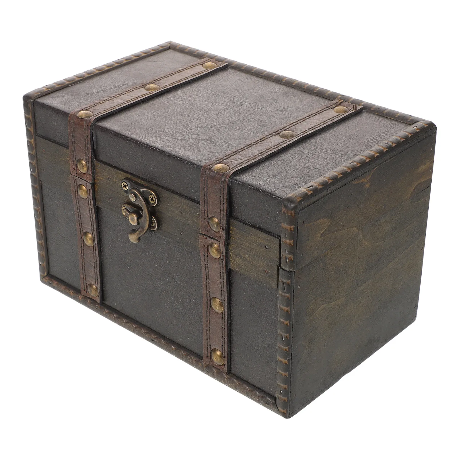 

Rustic Vintage Wooden Chest Jewelry Organizer Box Decorative Storage Box with Lid for Rings Earrings Keepsakes Trinkets Vanity