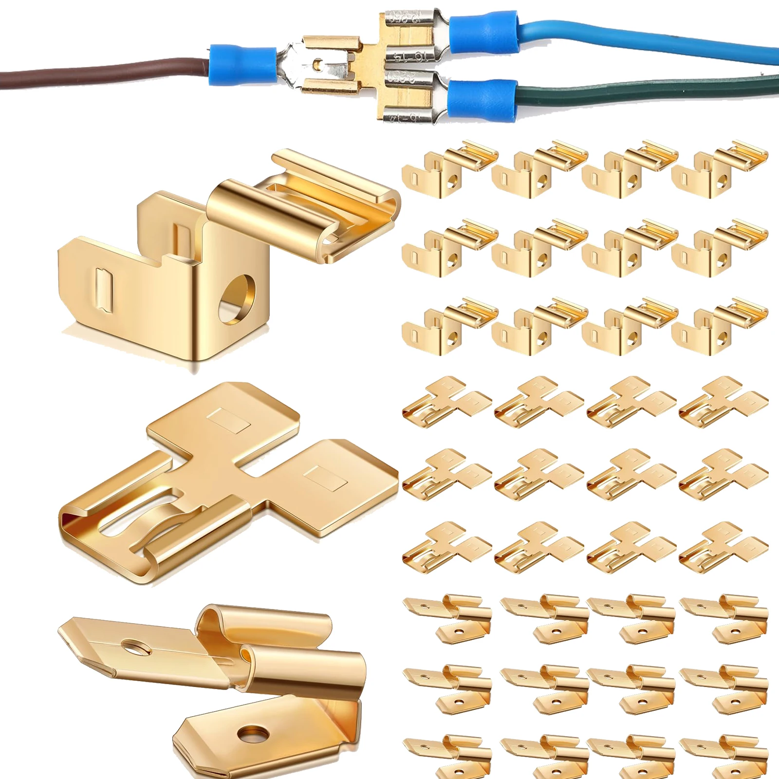 

Electrical Spade Connectors Quick Disconnect Double Spade Connector and Chair Terminal Non Insulated Piggyback Spade Connectors