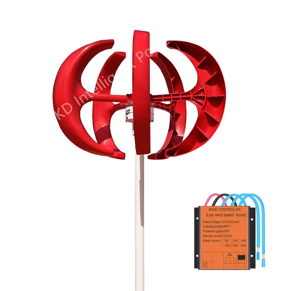 400W 12V 24V Vertical Axis Wind Turbine, Starting at 2m/s , Equipped With MPPT Controller And LED Charging Indicator Light