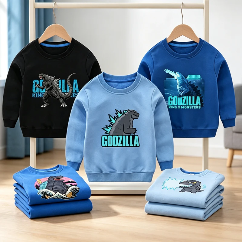 Godzillas Children's Sweatshirt Thin Clothing Baby Boys Girls Long Sleeve Pullover Toddler Sweater Spring Autumn Hoodie Clothes