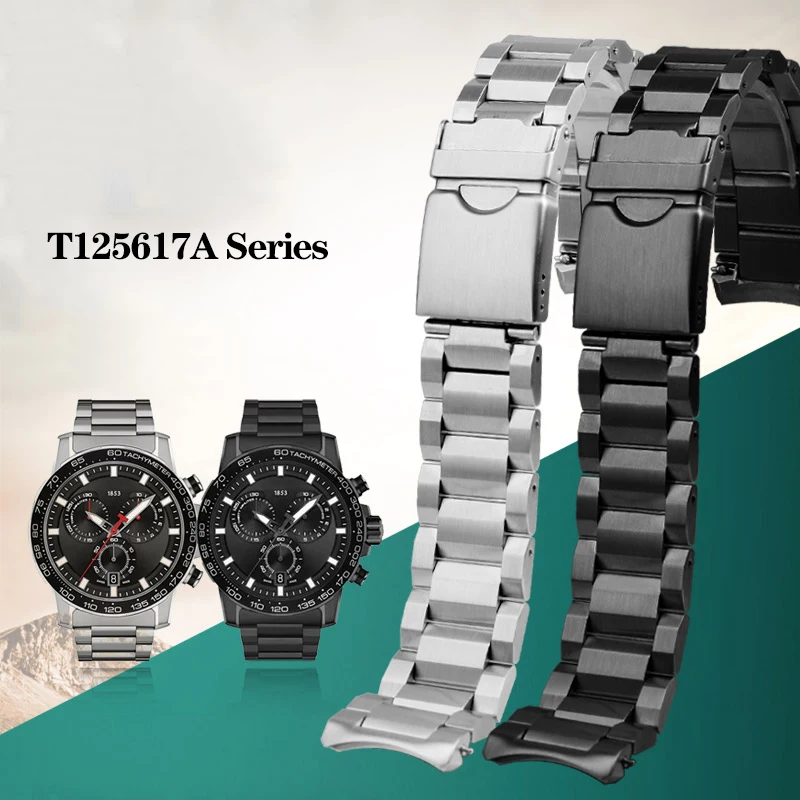 Ремешок из нержавеющей стали для часов Tissot T125 Speed Bold 1853, черный прецизионный стальной браслет для часов Samurai, 22 мм