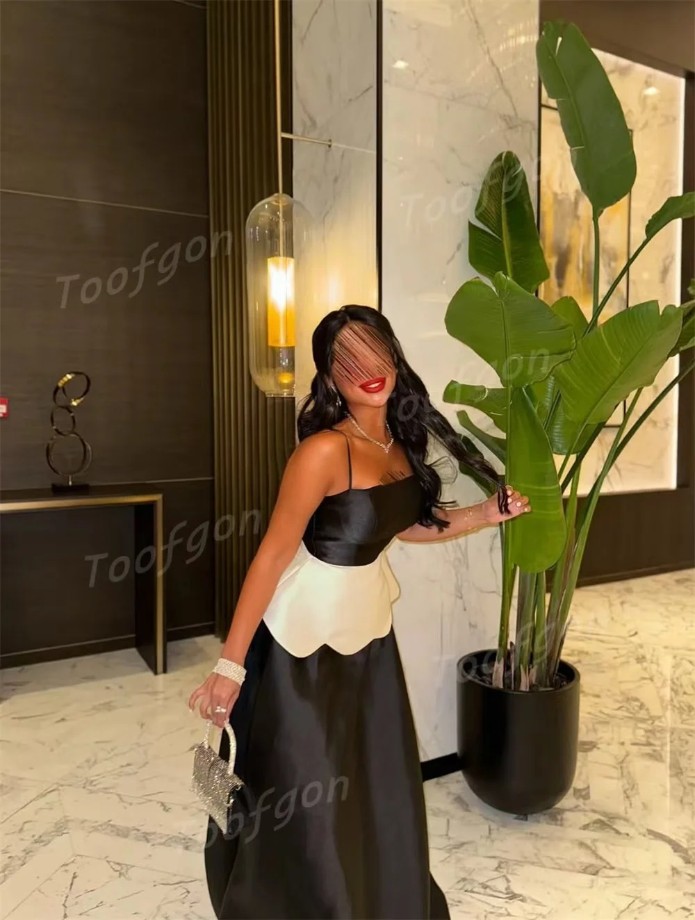 Toofgon preto marfim cetim personalizado festa de noite vestidos de baile árabe saudita ocasião especial vestidos 2026 longo vestido de dama de honra