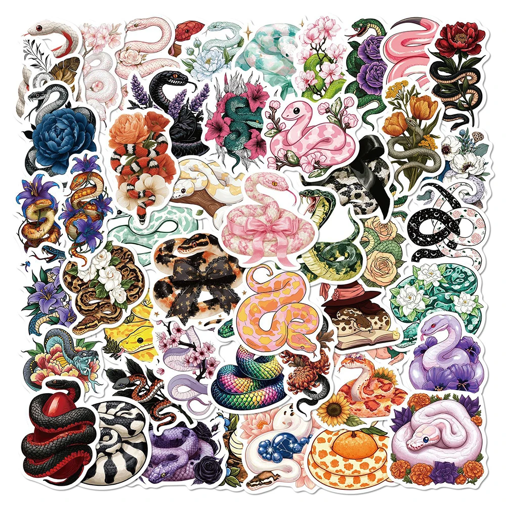 10/30/50pcs Colorful Pattern Snake Stickers Funny Cartoon Animal Decals Suitcase Notebook Phone Laptop Graffiti Sticker Toy Gift