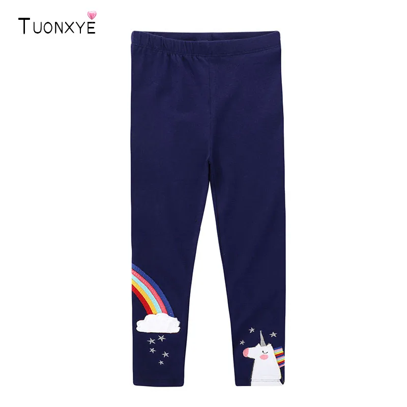 Tuonxye Girls Pants Soft Breathable Elastic Cotton Leggings Rainbow Unicorn Flower Pattern Skinny Pants Children Trousers