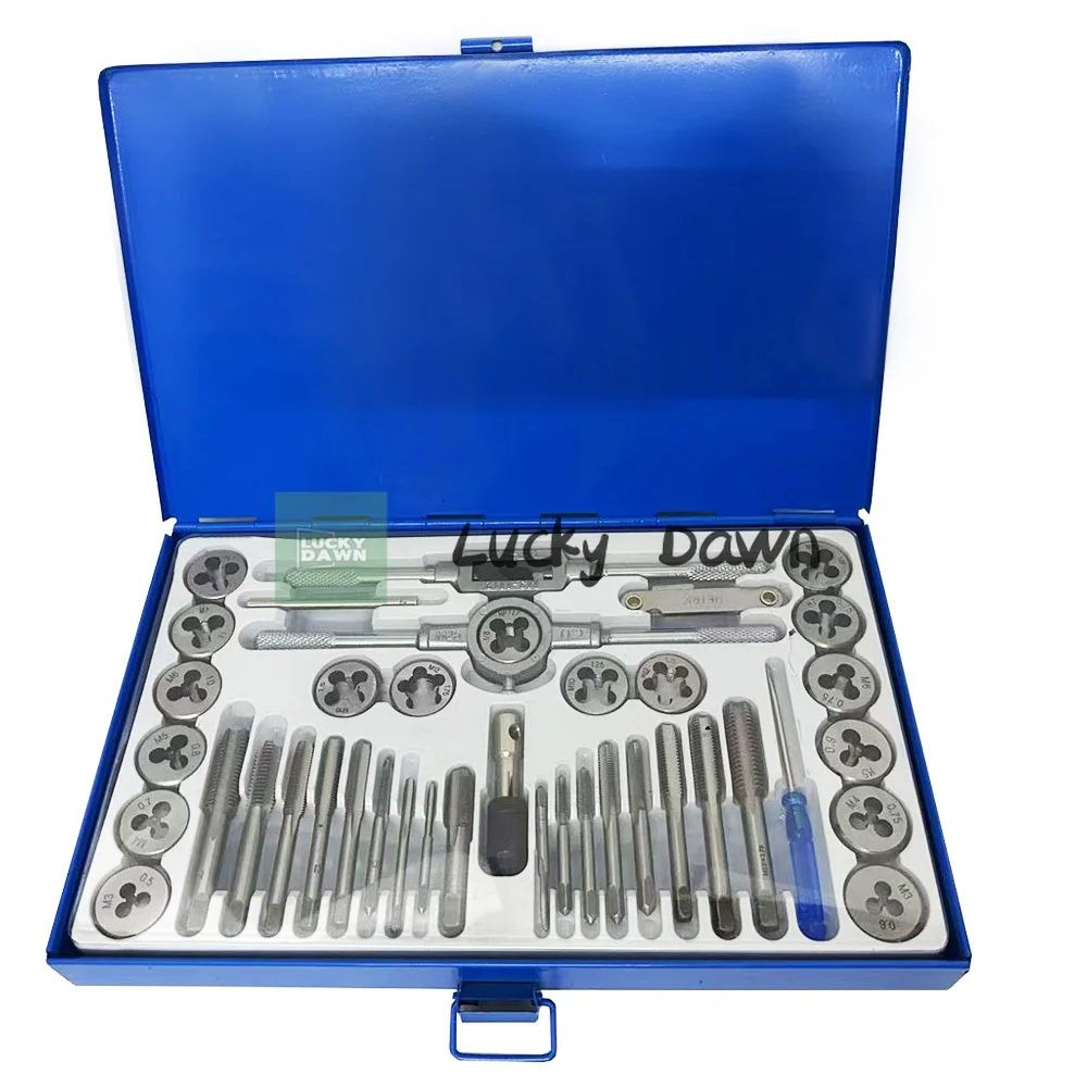 m3-to-m12-tap-and-die-set-metric-size-40pc-iron-box-hand-threading-wrench-tools-for-internal-and-external-threading