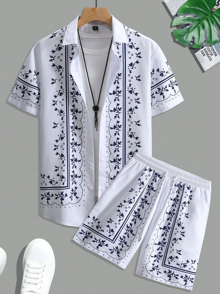 Short Sleeve Shirt And Beach Shorts Men's Suit Stylish Hawaiian Shirt And Everyday Casual Men's Shorts Summer Simple Suit image 5