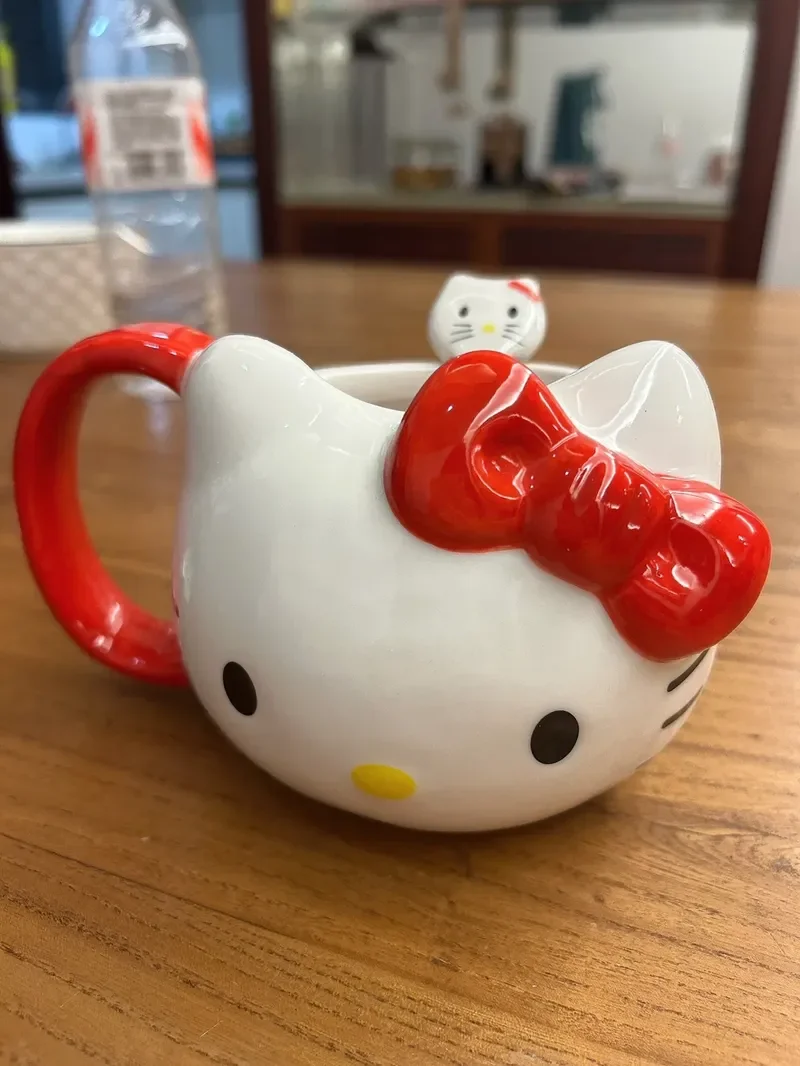 Kitty gato caneca kt cerâmica copo de água grande samll dos desenhos animados grande capacidade rosa copo de água xícara de chá bonito copo de água do agregado familiar