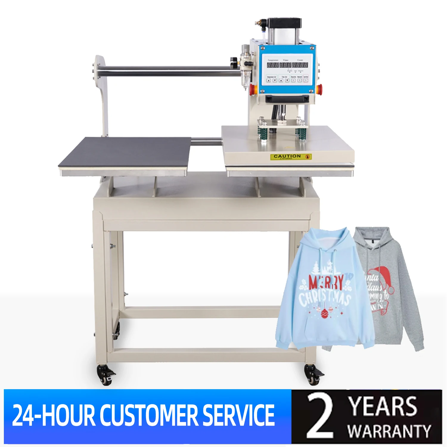 Pneumatic Heat Press Machine 16" X 24" Up-Sliding Dual-Platen T-shirt Heat Transfer Home DIY Auto Modes ＆ Safe Digital Control